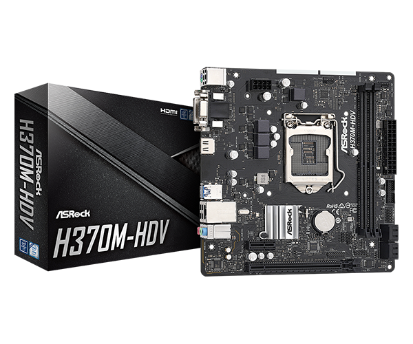 ASROCK H370M-HDV / SOCKET LGA 1151 8TH & 9TH / 2X DDR4 2666MHZ / VGA, HDMI, DVI /