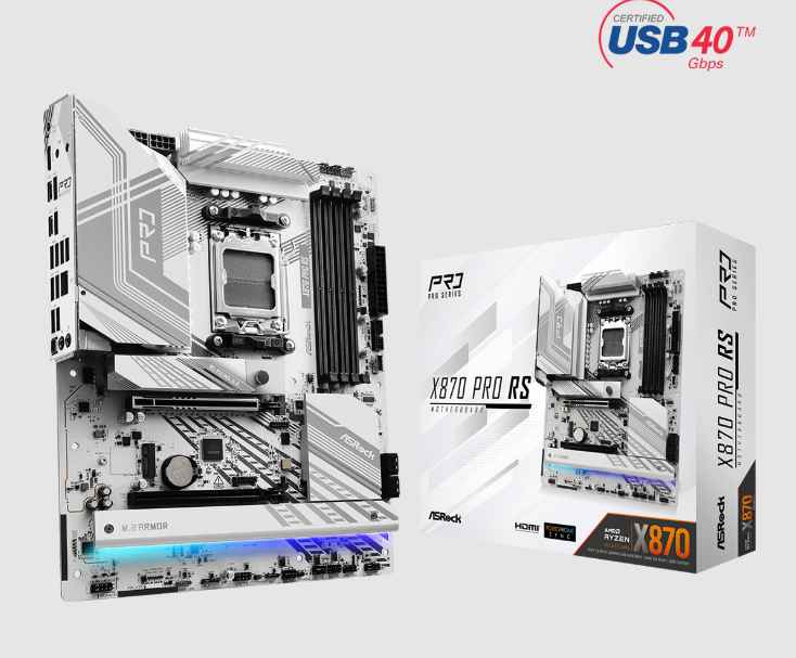 ASROCK X870 PRO RS / TARJETA MADRE ATX AM5 / X4 DDR5 RAM SLOT / PCIE GEN5 / 2.5GB LAN / X1 HDMI, X4 USB4 TIPO-C (40 GB/S)