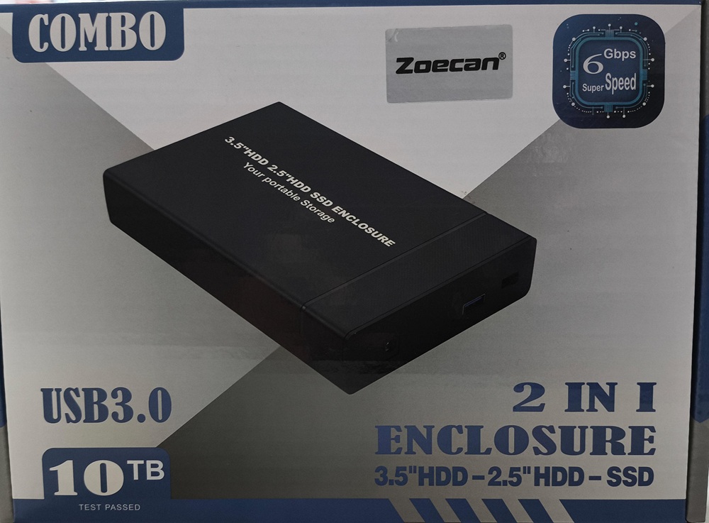 ZOECAN ZO-HD41 - CAJA EXTERNA (ENCLOSURE) PARA DISCO DURO SATA 3.5 - 2.5 HDD 6GPS / USB3.1 / COLOR NEGRO
