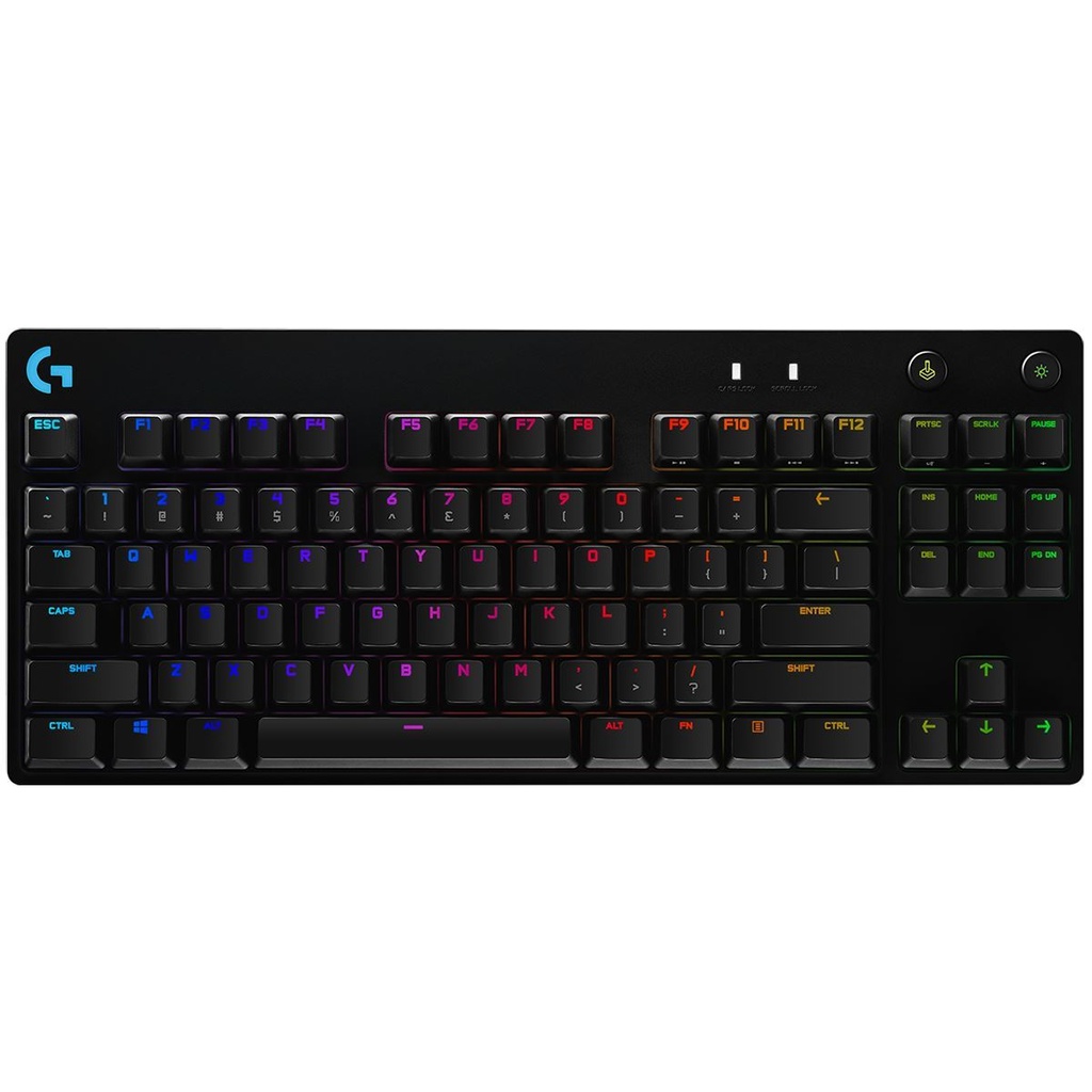 LOGITECH PRO / TECLADO MECANICO TKL / TECLAS GX BLUE CLICKY / LIGHTSYNC RGB LIGHTING / 12 TECLAS PROGRAMABLE / IDIOMA INGLES