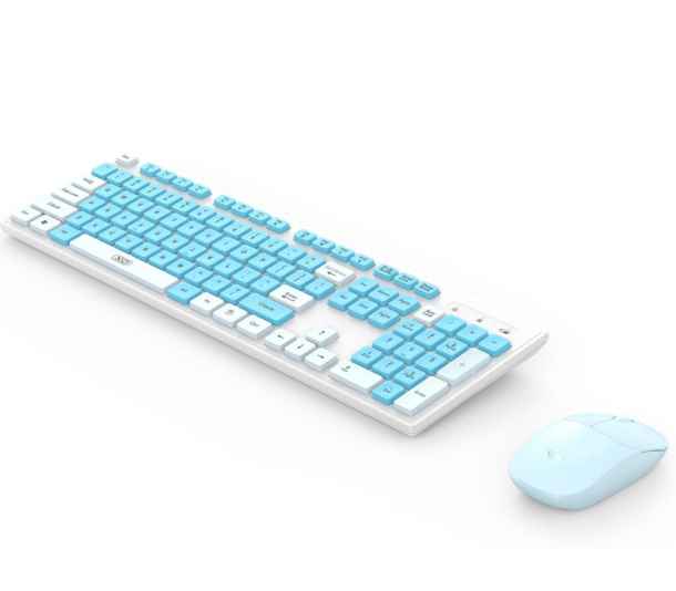 XO KB-05 - COMBO TECLADO Y MOUSE WIRELESS / CELESTE BLANCO