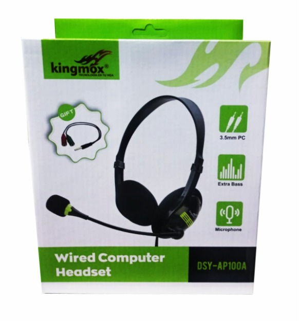 KINGMOX DSY-AP100A / AUDIFONO ALAMBRICO / CON MICROFONO / 3.5MM / INCLUYE ADAPTADOR DE UNION AUXILIAR