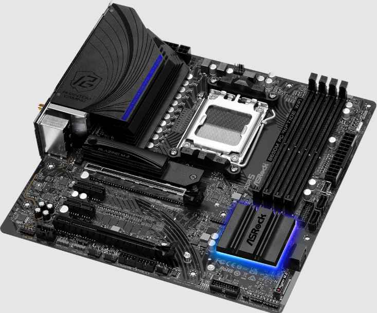 ASROCK B650M PG RIPTIDE WIFI / TARJETA MADRE M-ATX AM5 / X4 DDR5 RAM SLOT HASTA 7200+ MT/S / X2 PCIE4.0 / X1 M.2 PCIE5 / WIFI6E & BLUETOOTH 5.2