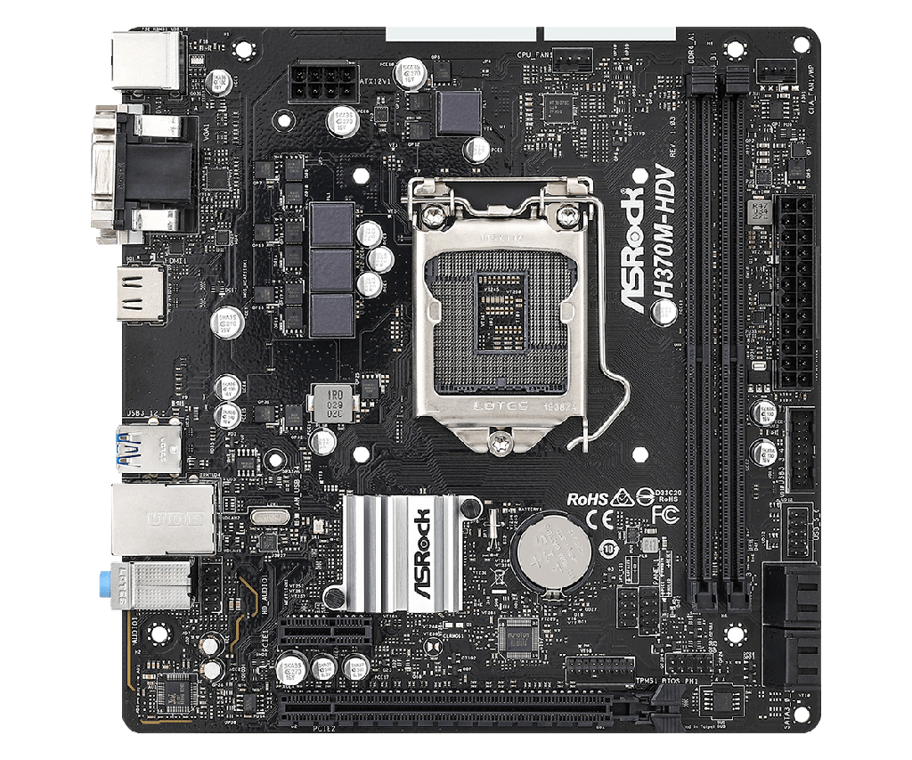 ASROCK H370M-HDV / SOCKET LGA 1151 8TH & 9TH / 2X DDR4 2666MHZ / VGA, HDMI, DVI /