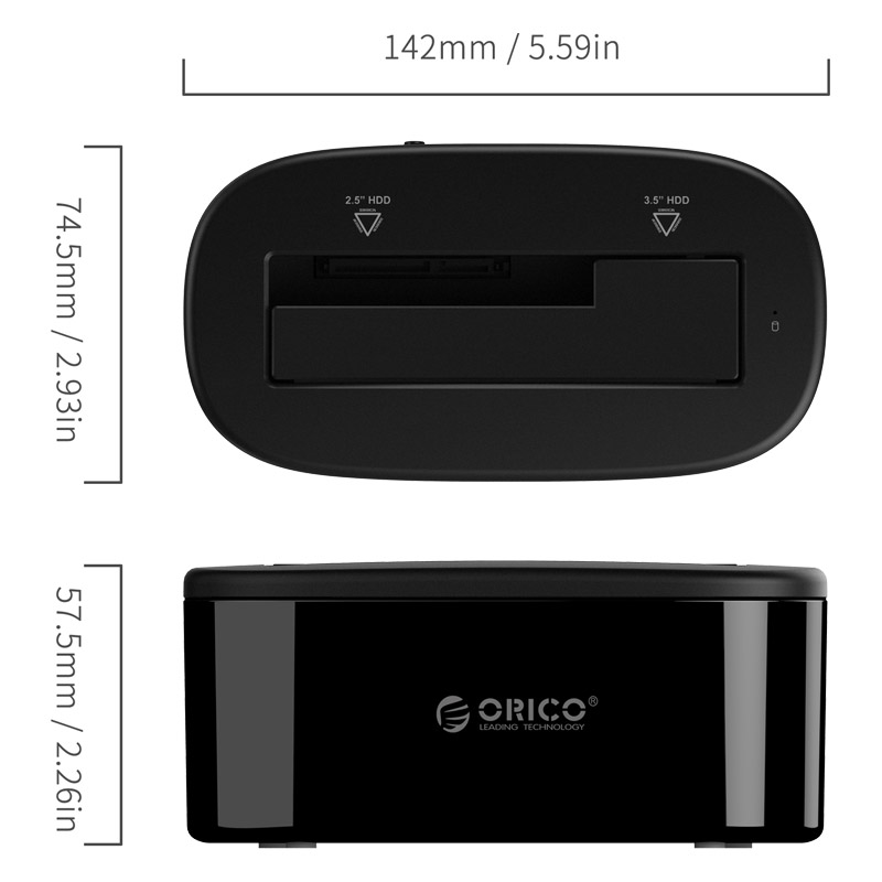 ORICO 6218US3-BK-BP - DOCKING PARA DISCO 2.5 / 3.5 / PLUG AND PLAY / SATA 3.0 / USB 3.1 TYPE-B / COLOR NEGRO