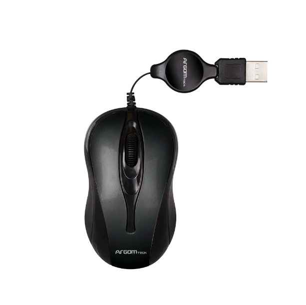 ARGOM ARG-MS-0008BK / RATON PEQUEÑO RETRACTABLE / COLOR NEGRO