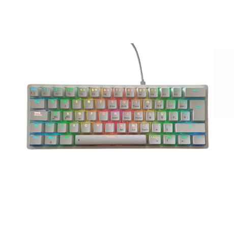 EAGLE WARRIRO KG-Y182 (BLANCO) / TECLADO MECANICO USB TKL / 62 TECLAS / SWITCHES AZUL / ILUMINACION RGB