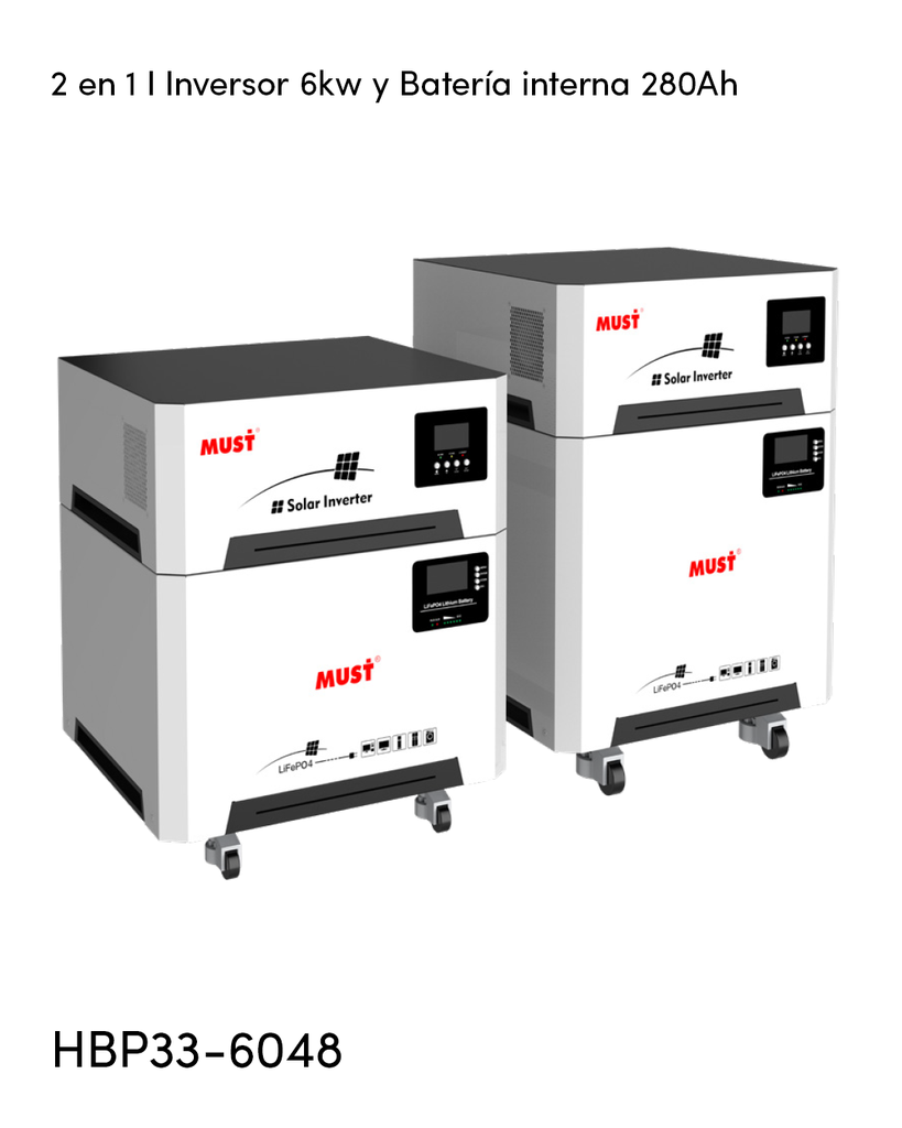 BATERIA MUST  2 AND 1 CON INVERSOR DE 6000 W Peso 135 KG